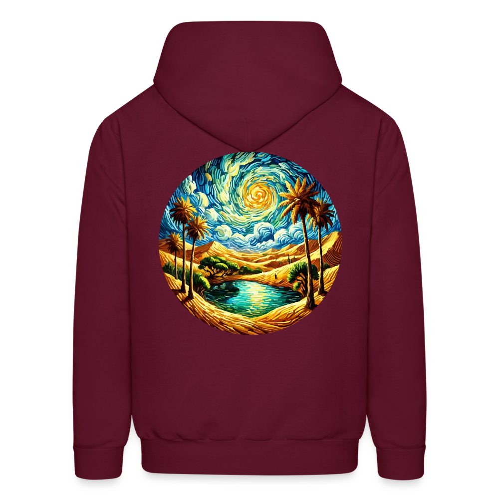 Men's Desert Oasis Graphic Hoodie with Logo - burgundy