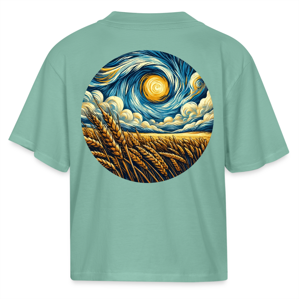 Women's Wheat Field Graphic Boxy Tee with Logo - saltwater