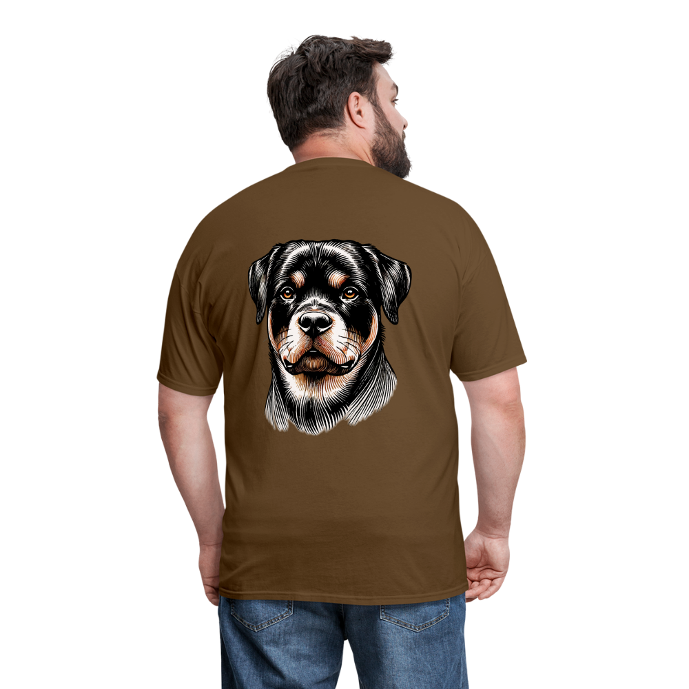 Fine Line Rottweiler Graphic Unisex Classic T-Shirt with Logo - brown