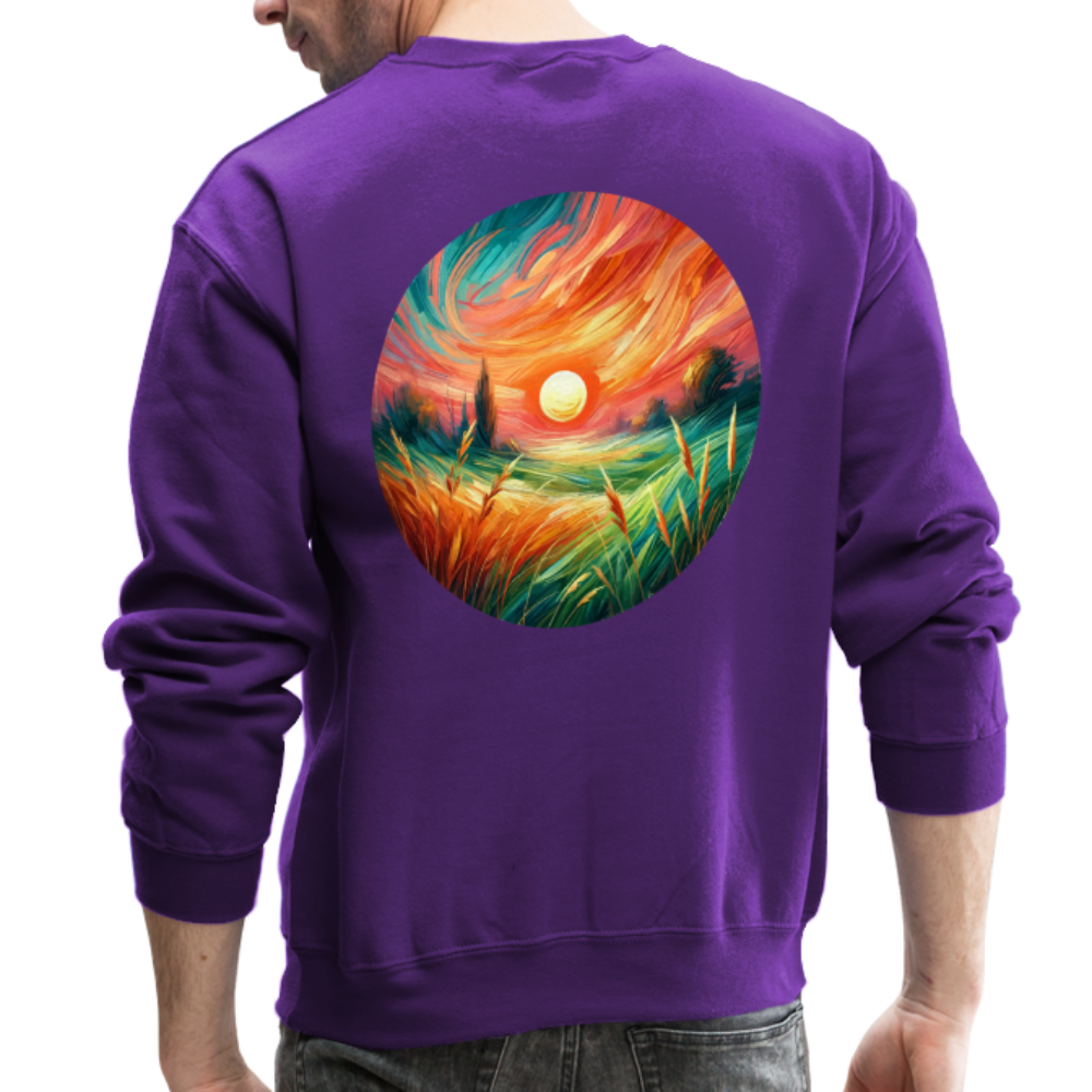 Pink Wheat Field Graphic Crewneck Sweatshirt with Logo - purple