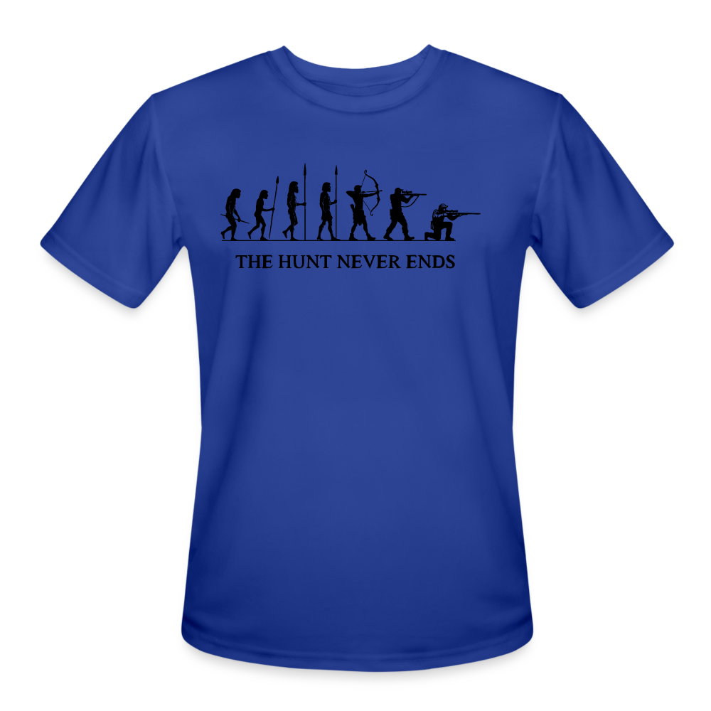 A Hunter's Evolution Moisture Wicking Performance T-Shirt with Logo - royal blue