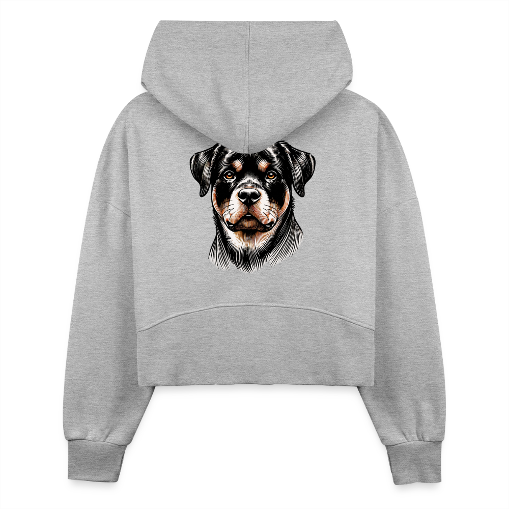 Women's Fine Line Rottweiler Graphic Half Zip Cropped Hoodie with Logo - heather gray