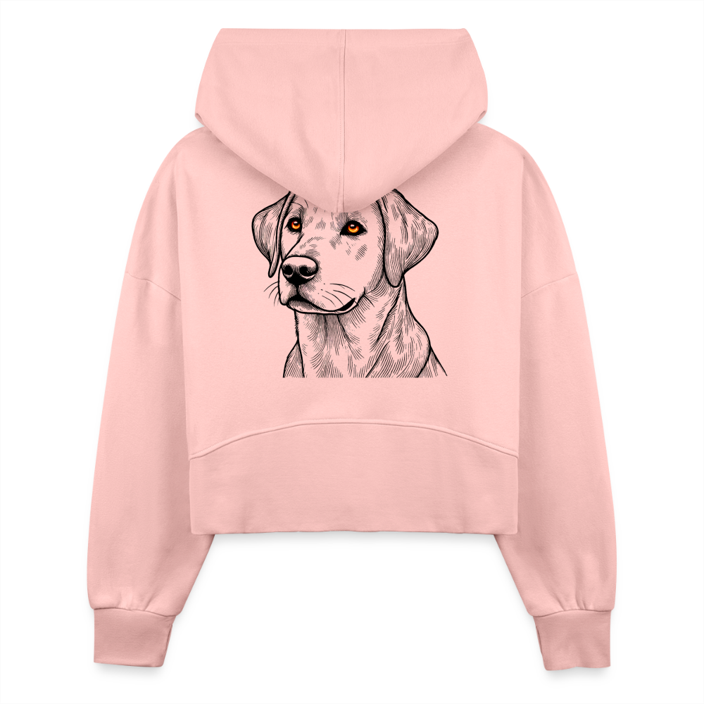 Women's Fine Line Labrador Graphic Half Zip Cropped Hoodie with Logo - light pink