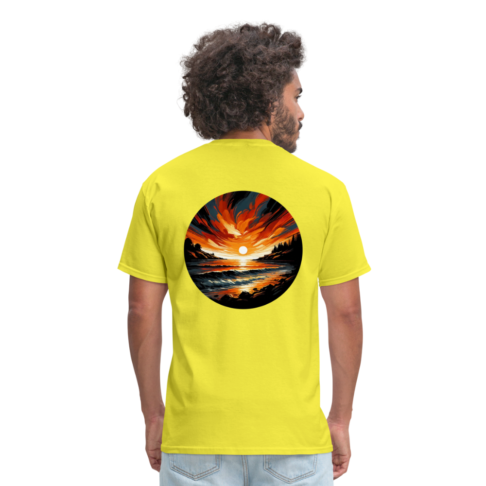 Beach Sunset Graphic Unisex Classic T-Shirt with Logo - yellow