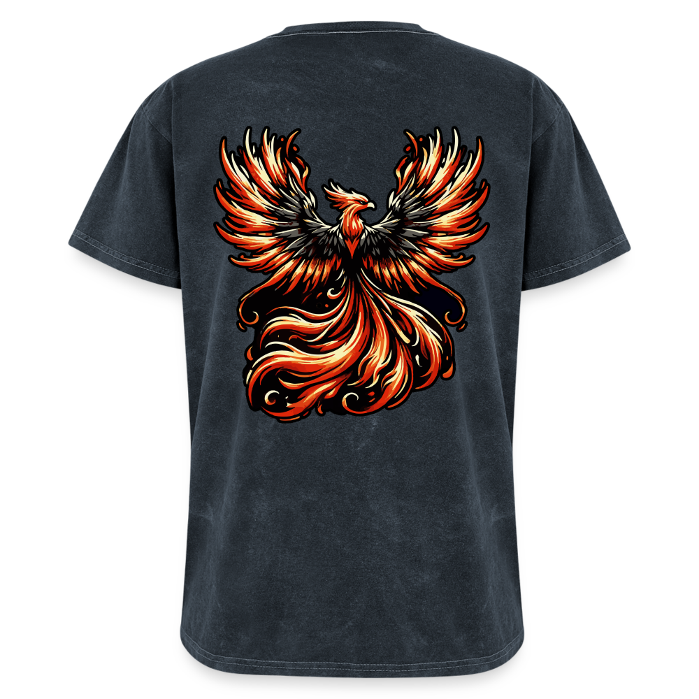 Phoenix Graphic Unisex Mineral Wash T-shirt with Logo - mineral navy