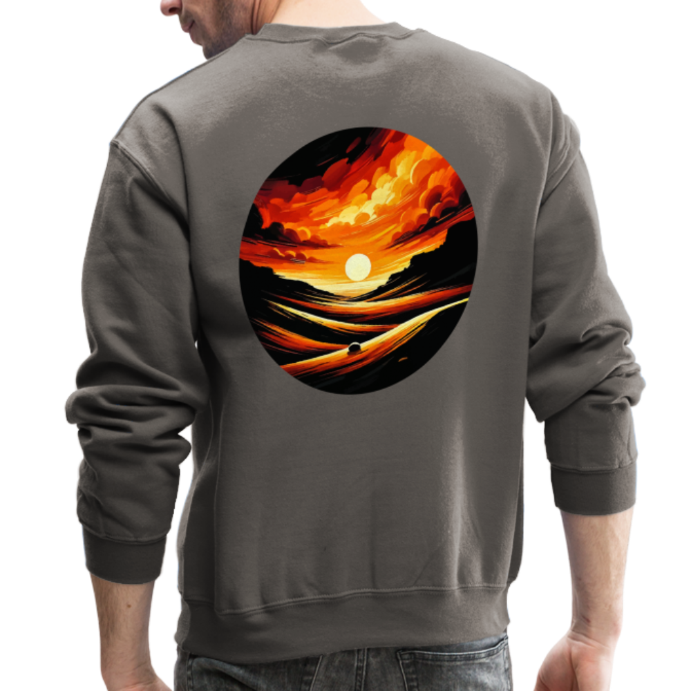 Desert Sunset Graphic Crewneck Sweatshirt with Logo - asphalt gray