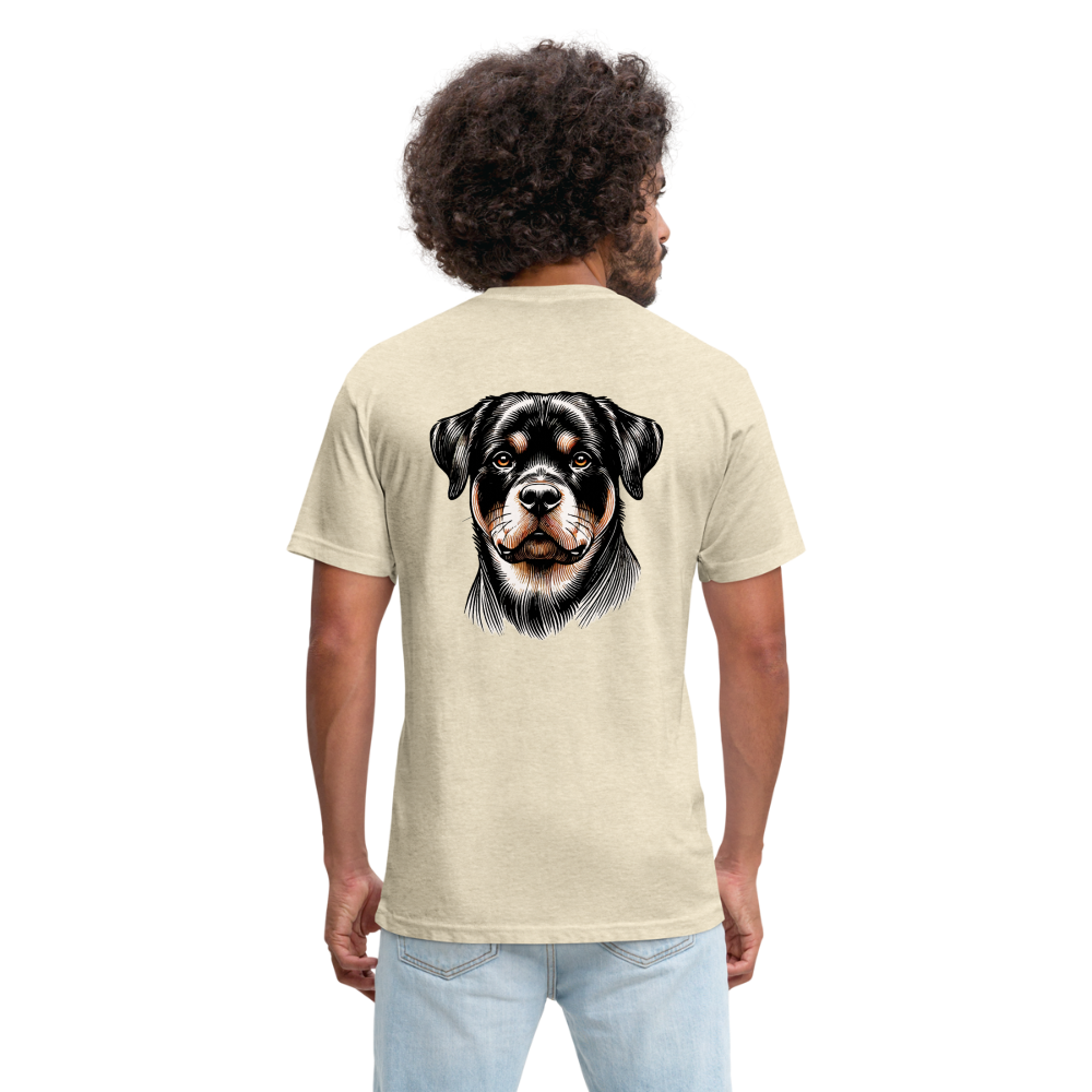 Fine Line Rottweiler Graphic Unisex Fitted Cotton/Poly T-Shirt with Logo - heather cream