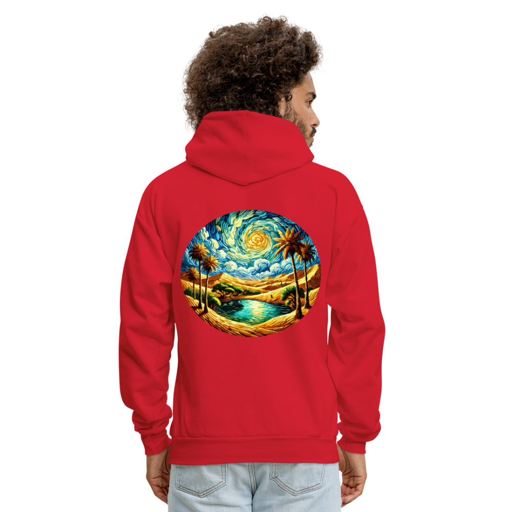 Men's Desert Oasis Graphic Hoodie with Logo - red