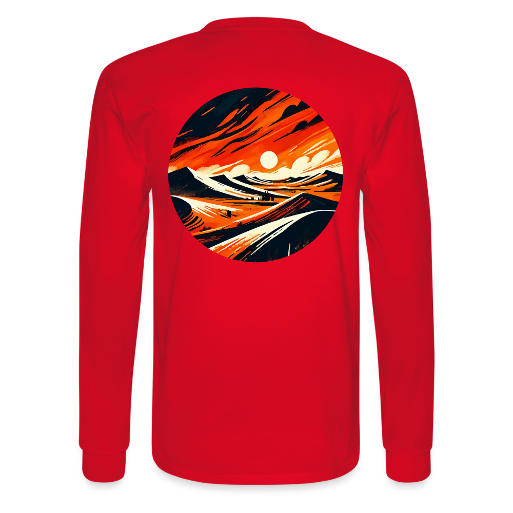 Men's Desert Dunes Graphic Long Sleeve Shirt with Logo - red