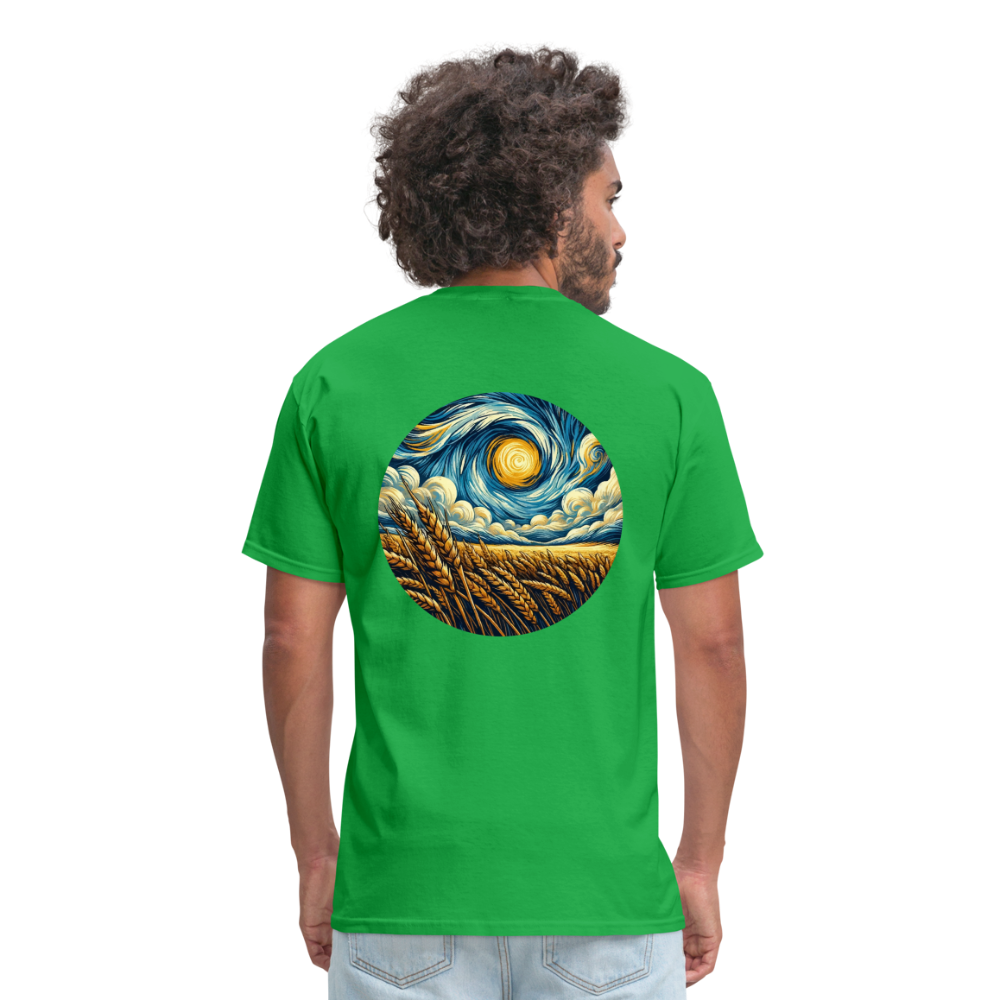 Wheat Field Graphic Unisex Classic T-Shirt with Logo - bright green