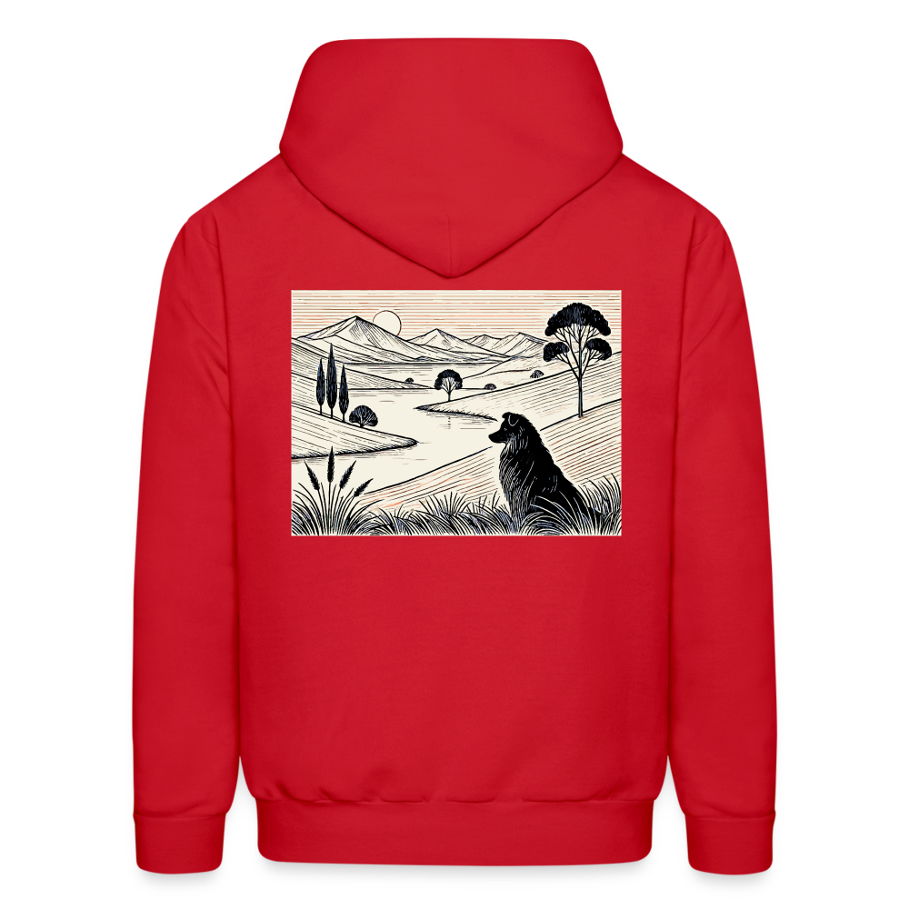 Men's Australian Shepherd Prairie Graphic Hoodie with Logo - red