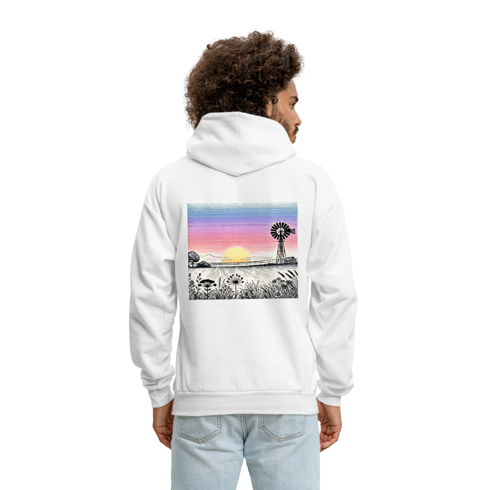 Men's Colored Prairie Landscape Graphic Hoodie with Logo - white