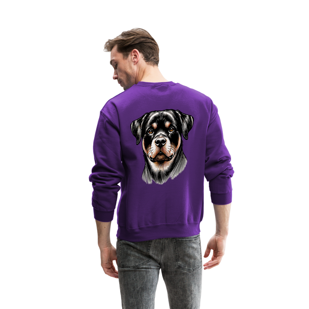 Fine Line Rottweiler Graphic Crewneck Sweatshirt with Logo - purple