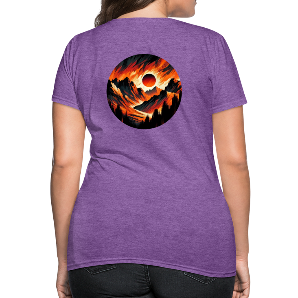 Women's Orange and Black Mountain Range T-Shirt with Logo - purple heather