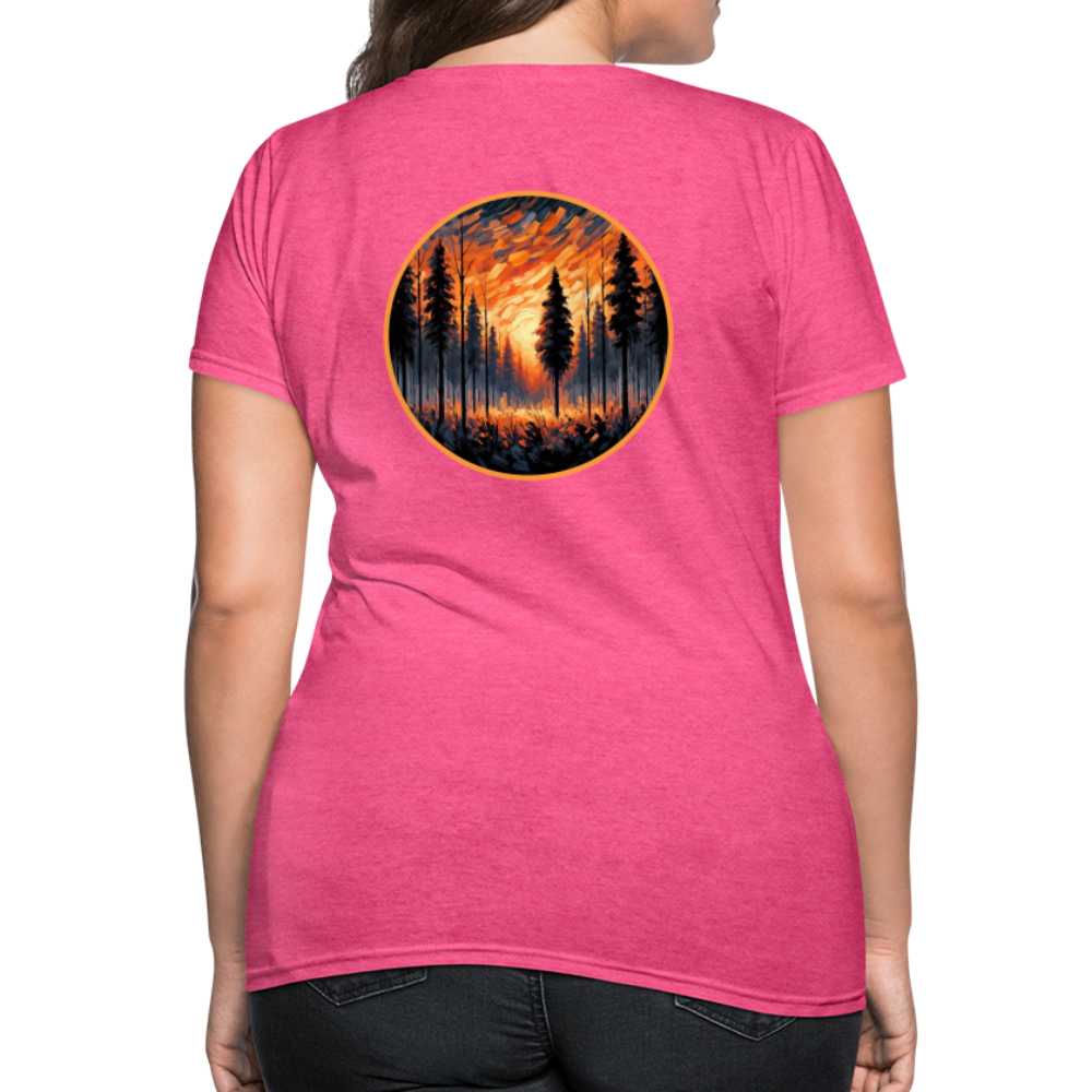 Women's Orange Forest Sunset T-Shirt with Logo - heather pink