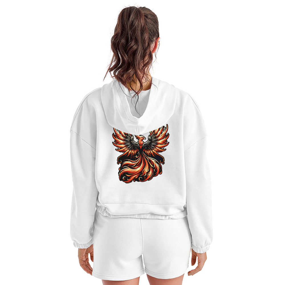 Women’s Phoenix Graphic Cropped Hoodie with Logo - white