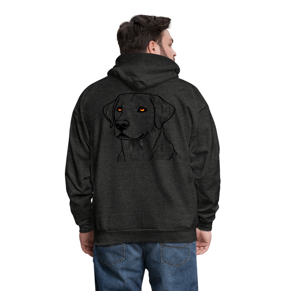 Men's Fine Line Labrador Graphic Hoodie with Logo - charcoal grey