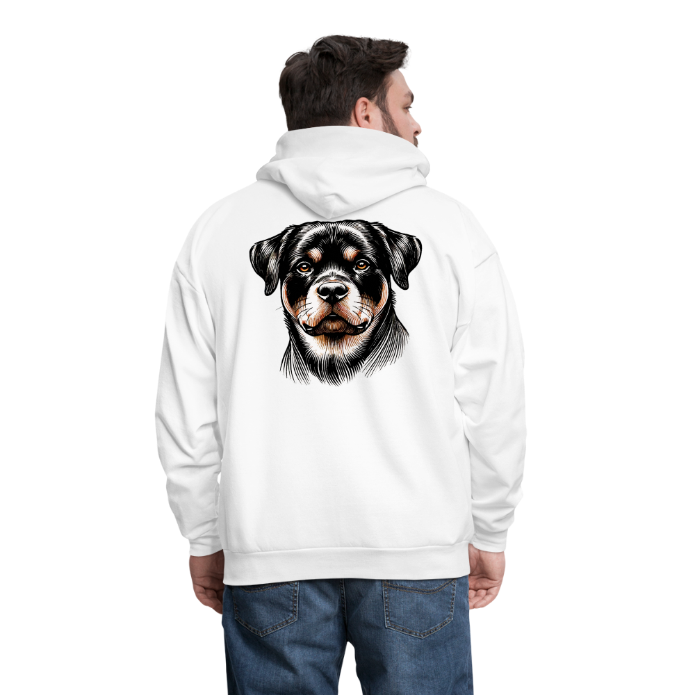 Men's Fine Line Rottweiler Graphic Hoodie with Logo - white