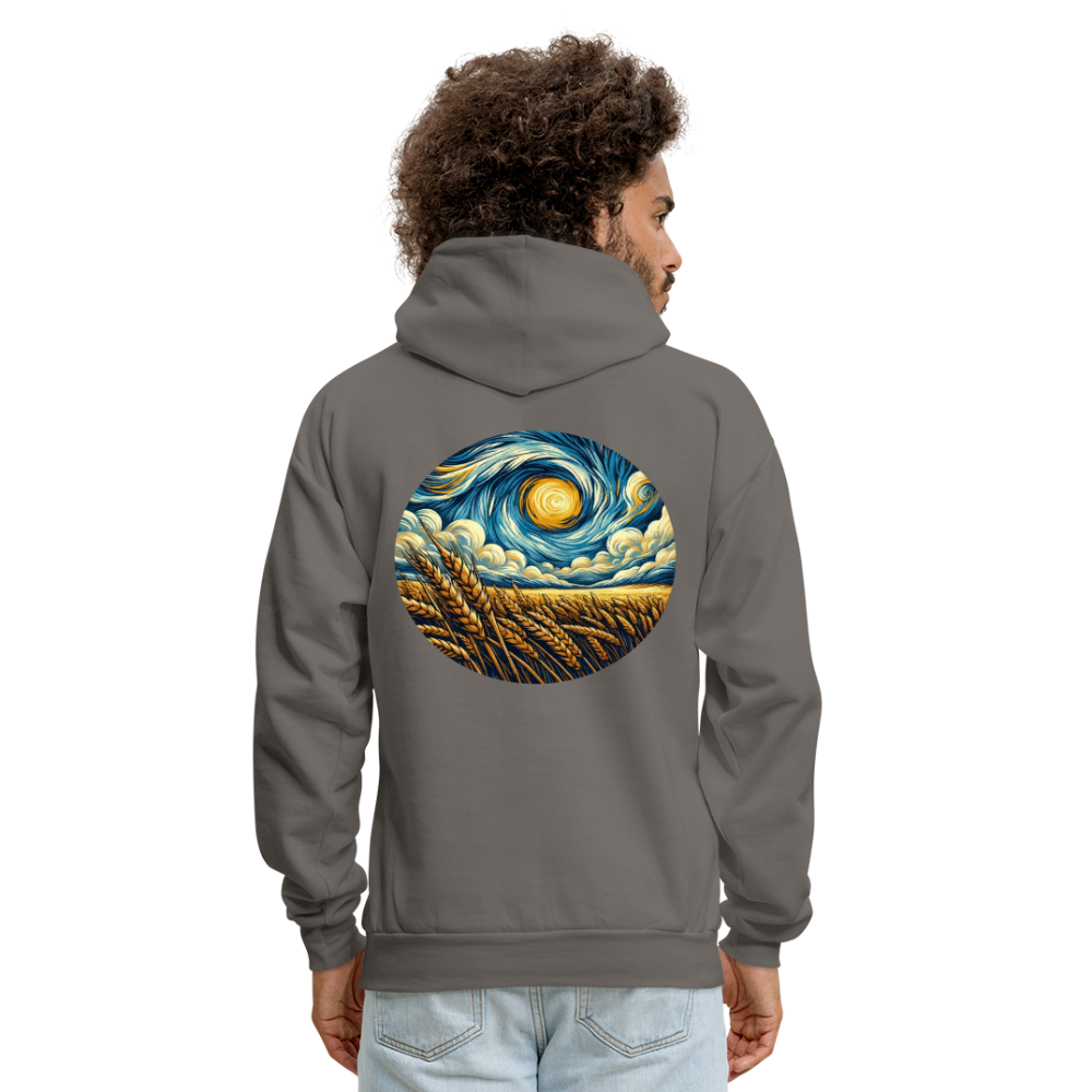 Men's Wheat Field Graphic Hoodie with Logo - asphalt gray