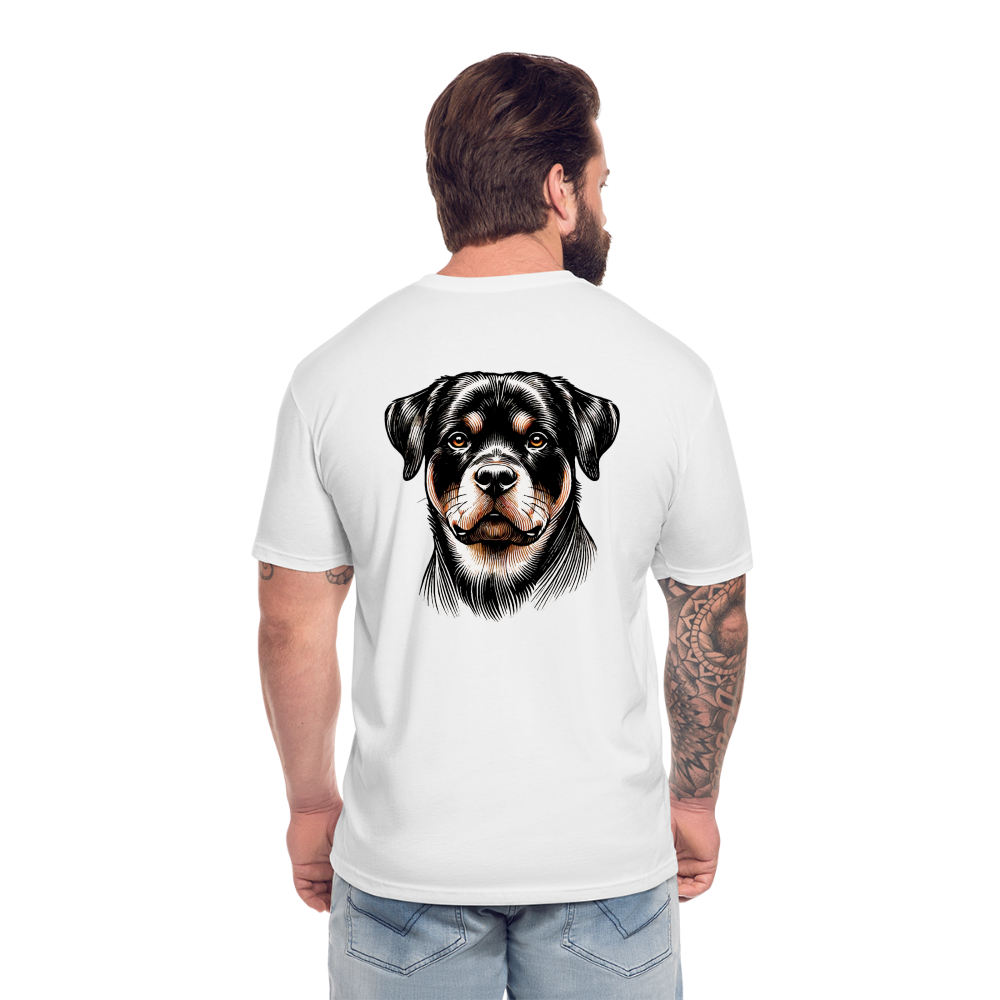 Fine Line Rottweiler Graphic Unisex Fitted Cotton/Poly T-Shirt with Logo - white