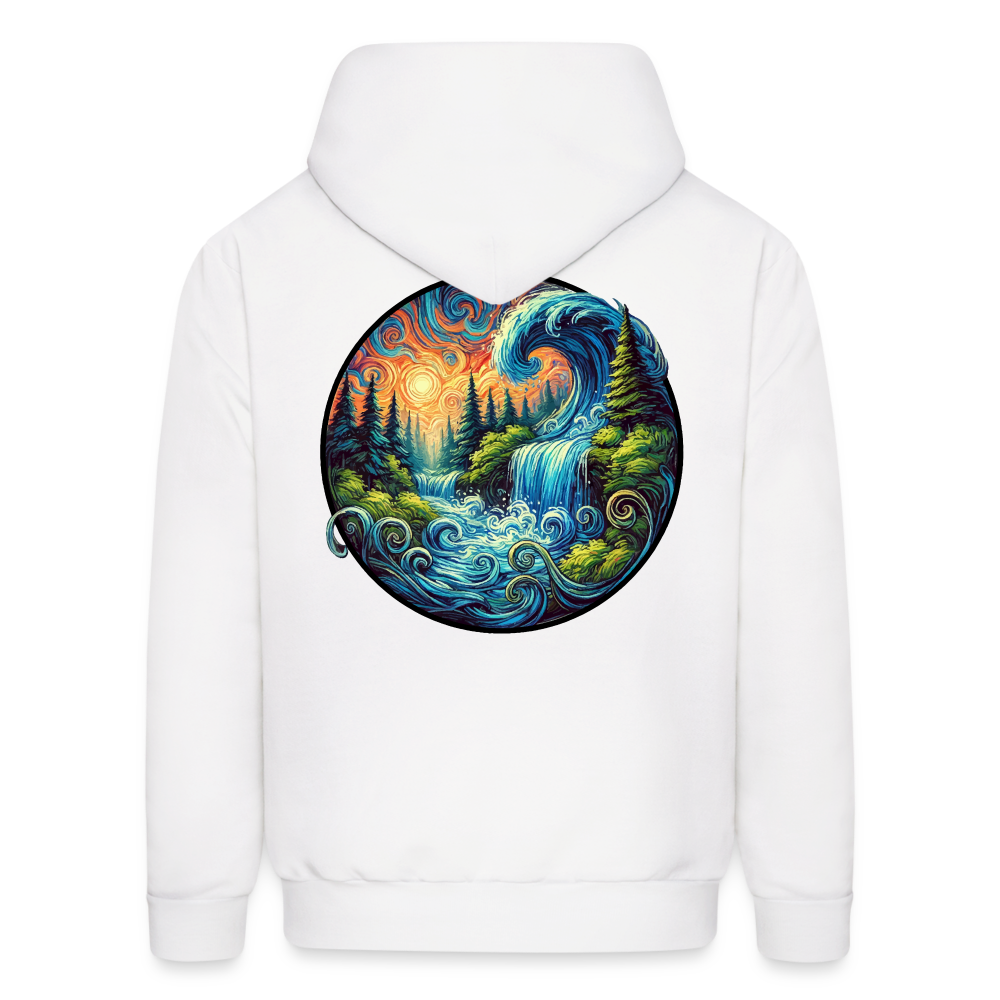 Men's Waterfall Graphic Hoodie with Logo - white