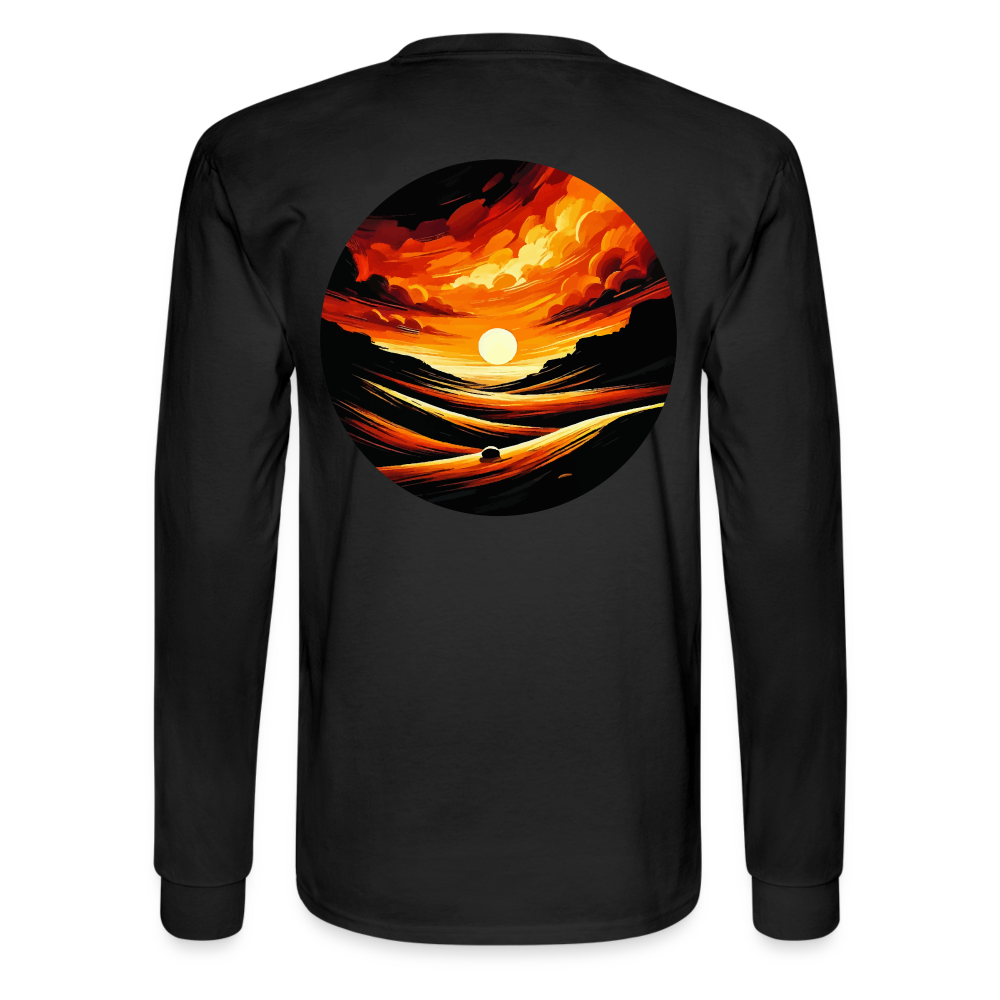 Men's Desert Sunset Graphic Long Sleeve Shirt with Logo - black