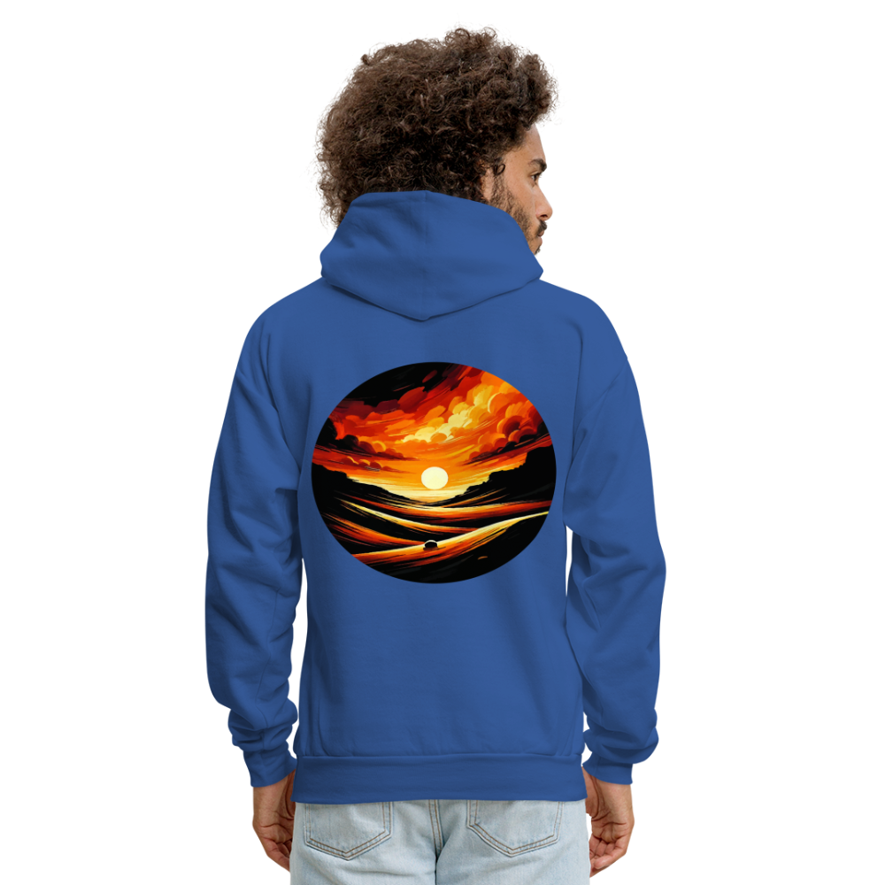 Men's Desert Sunset Graphic Hoodie with Logo - royal blue