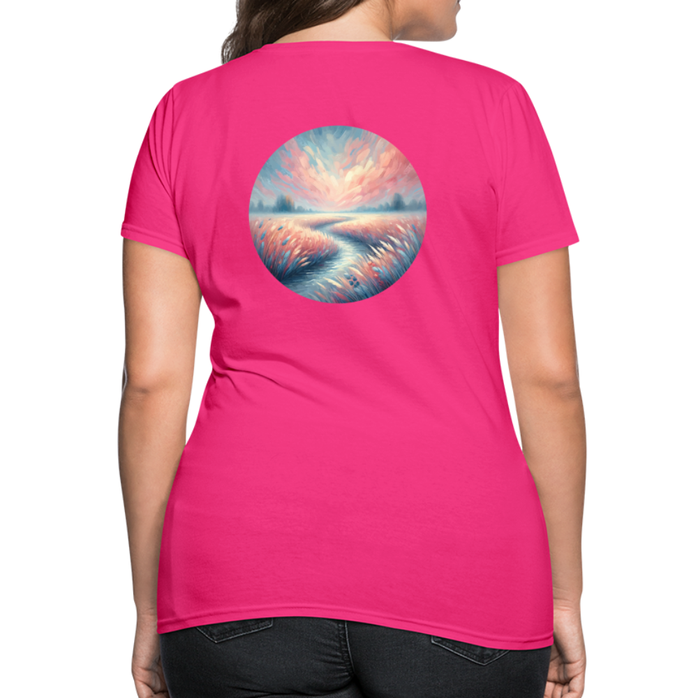 Women's River Meadow Graphic T-Shirt with Logo - fuchsia