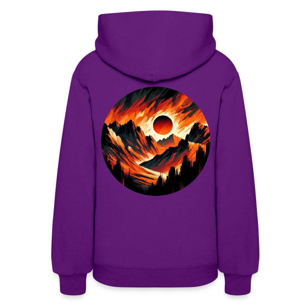 Women's Orange and Black Mountain Range Graphic Hoodie with Logo - purple