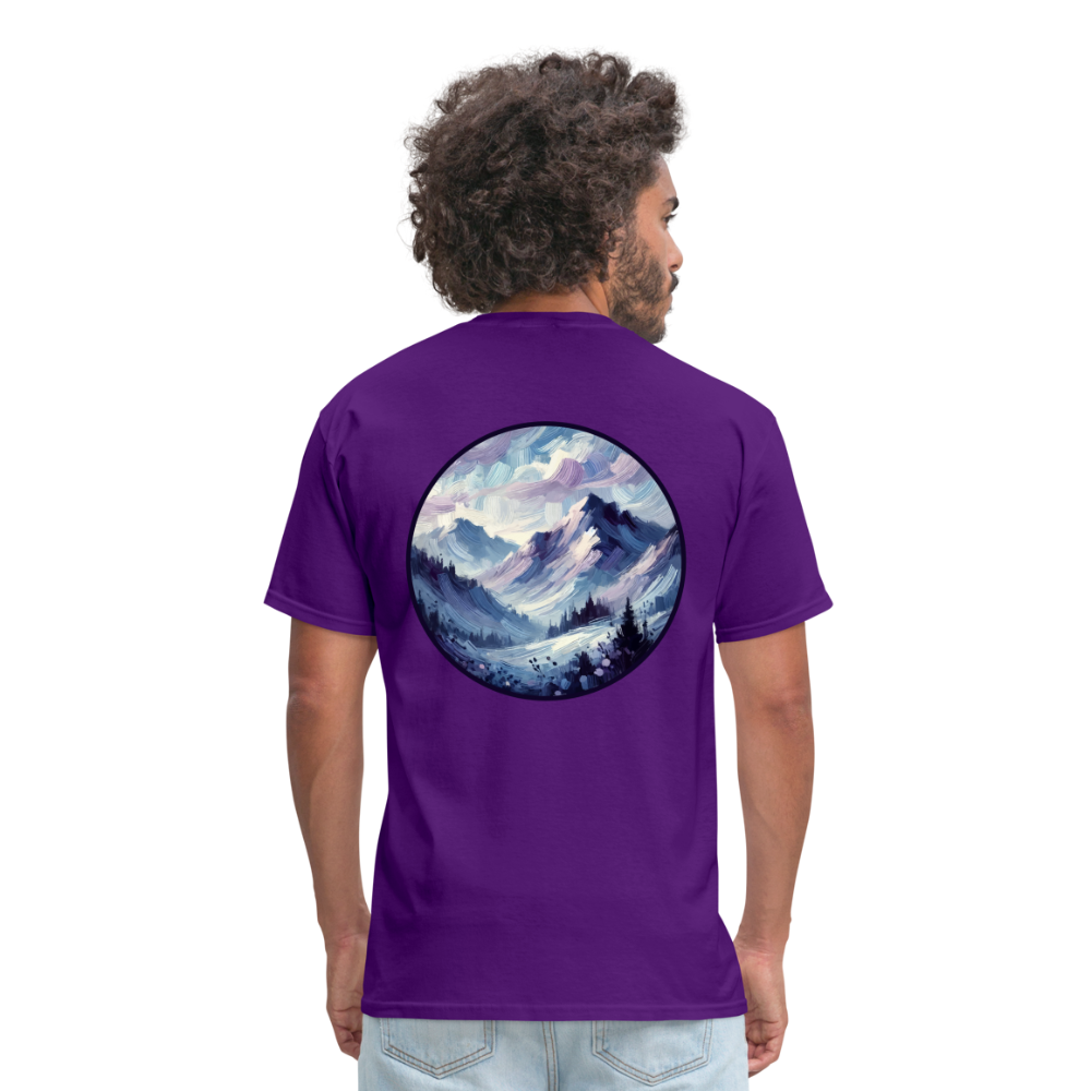 Lavender Blue Mountain Range Unisex Classic T-Shirt with Logo - purple