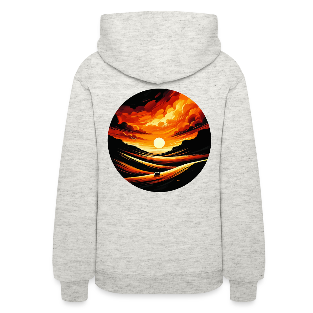 Women's Desert Sunset Graphic Hoodie with Logo - heather oatmeal