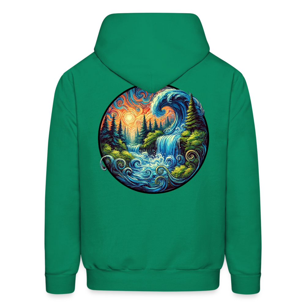 Men's Waterfall Graphic Hoodie with Logo - kelly green