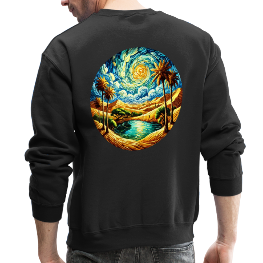 Desert Oasis Crewneck Sweatshirt with Logo - black