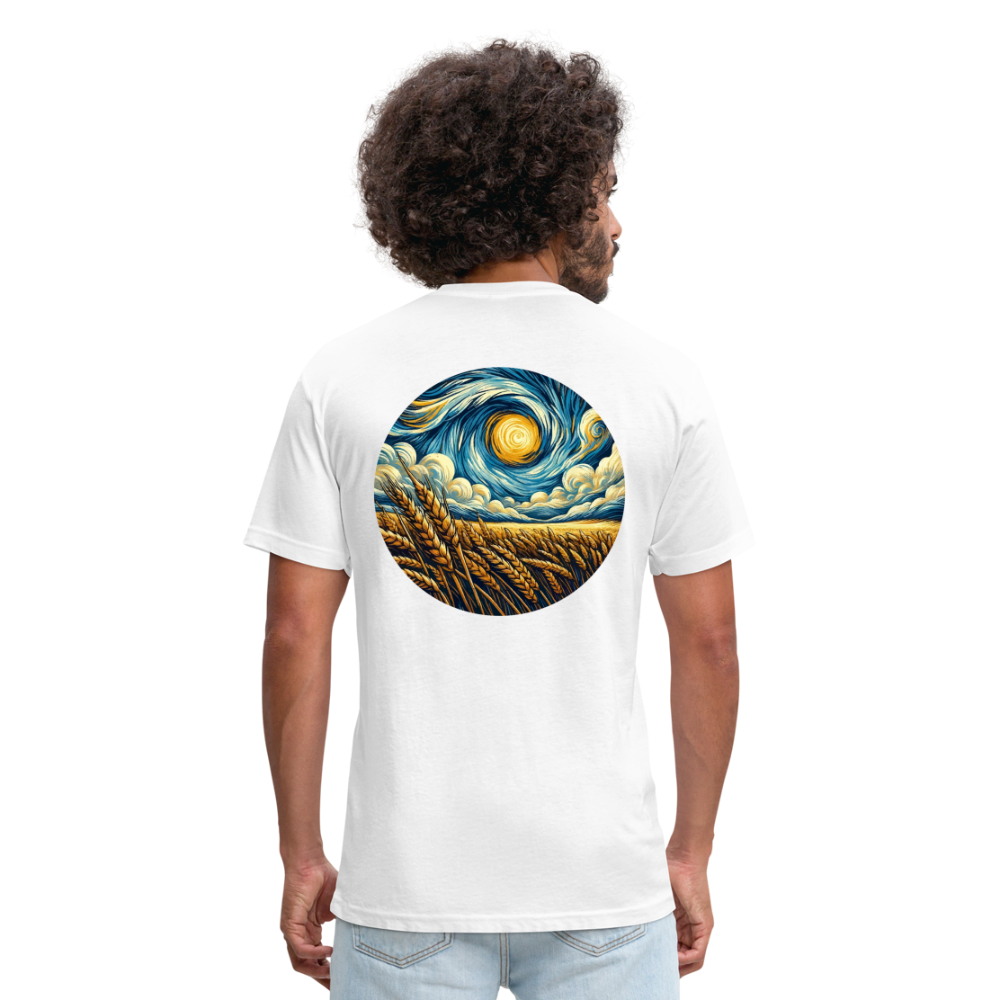 Wheat Field Graphic Unisex Fitted Cotton/Poly T-Shirt with Logo - white