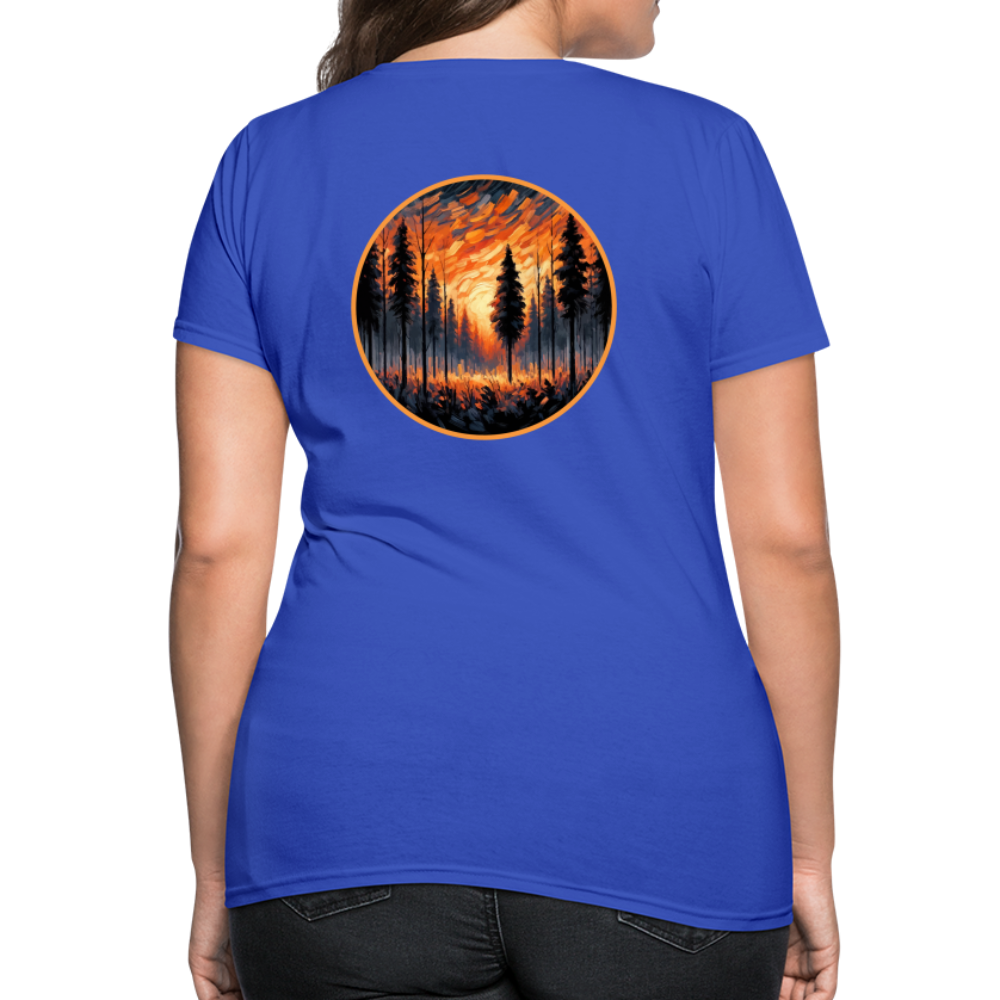 Women's Orange Forest Sunset T-Shirt with Logo - royal blue