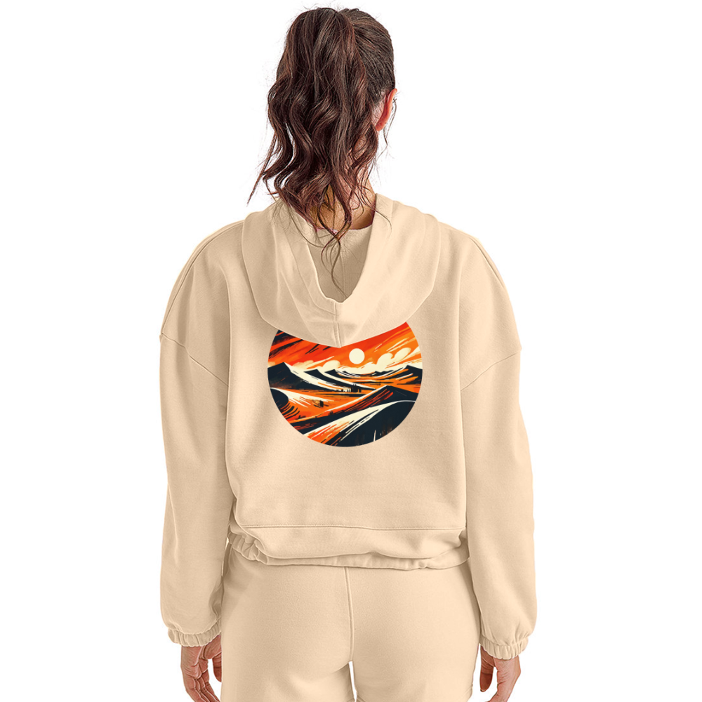 Women’s Desert Dunes Graphic Cropped Hoodie with Logo - nude