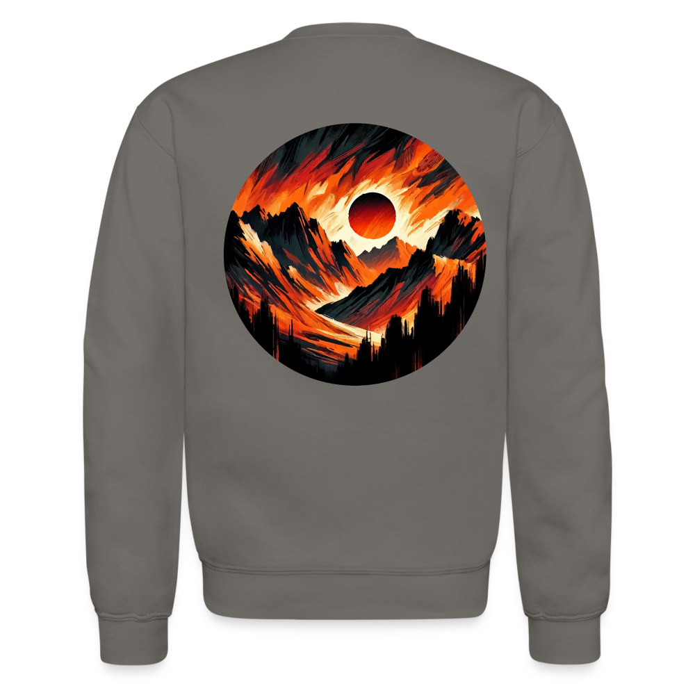 Orange and Black Mountain Range Crewneck Sweatshirt with Logo - asphalt gray