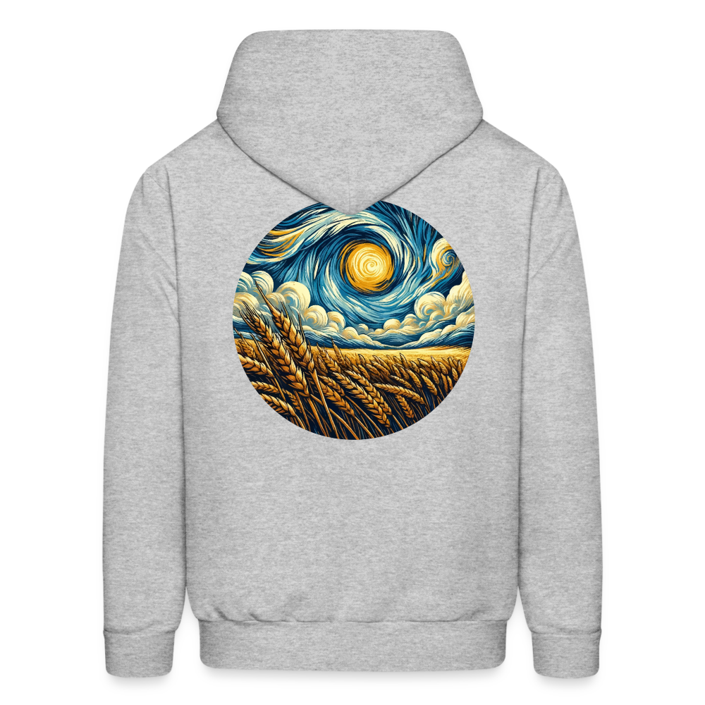 Men's Wheat Field Graphic Hoodie with Logo - heather gray